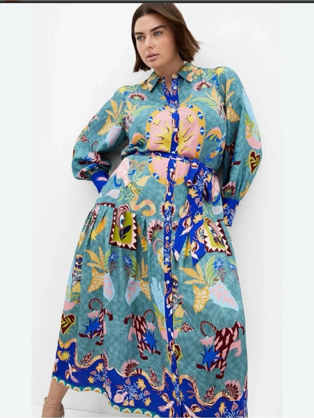 City Chic Tropical Print front Maxi Dress Size 22 XL 🌴🌺🌴🏝️🧿🌺🌴 BRB SL 7 - Picture 5 of 6